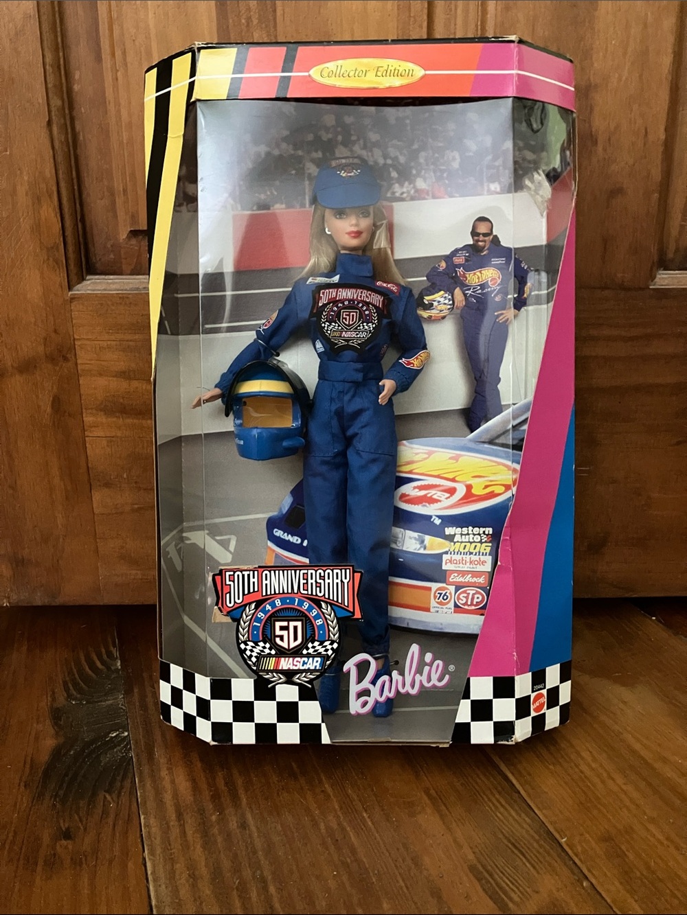 Barbie NASCAR 50th Anniversary Doll in Blue Racing Suit with Helmet